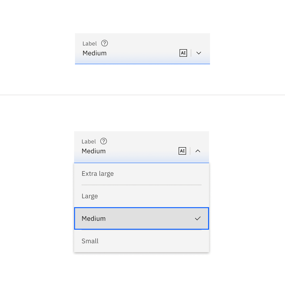 Fluid dropdown AI presence example