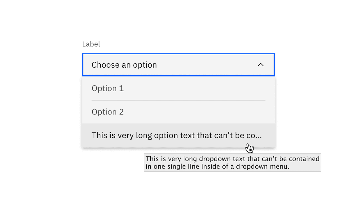 Dropdown overflow text truncation.
