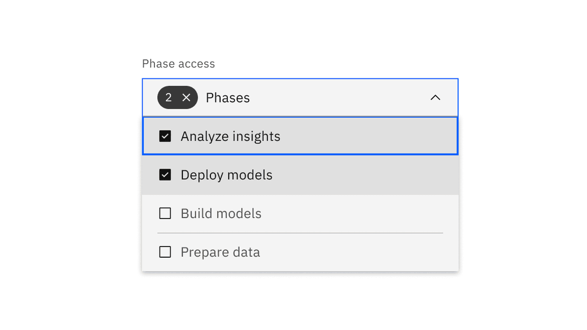 Default multiselect dropdown selected state.